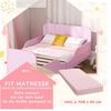 Kinderbett aus MDF und Kiefernholz mit Rausfallschutz, 140x70 cm, Rosa, ohne Matratze Bild 3