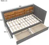 Stauraumbett mit Schubladen, Lattenrost, Regal, USB und Type-C Anschluss, 90x200 cm, Einzelbett, Polsterbett, Leinen Bild 5