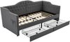 Polsterbett 90x200 cm mit Stauraum und USB Type-C, graues Leinen, Vintage Kopfteil，Grau Bild 4