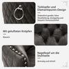 Eleganter Samt-Polsterstuhl in heller Grau mit Massivholzbeinen und verstellbarer Höhe – Stuhl mit Türklopfer-Design Bild 5