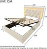 Polsterbett 90×200 cm mit LED, USB-C und hydraulischem Bettkasten, Samt Beige, inkl. Matratze Bild 5