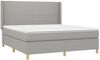 vidaXL Boxspringbett mit Matratze & LED Stoff Hellgrau 180x200 cm, Härtegrad: H2 [3138733] Bild 4