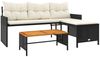 vidaXL Gartensofa in L-Form mit Tisch und Kissen Schwarz Poly Rattan 365581 Bild 2
