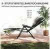 Outsunny Gartenliege mit Kopfkissen, 5-Fach verstellbare Rückenlehne, wetterfest, Klappbarer Sonnenliege, 1 St, Liegestuhl, bis 120 kg belastbar, für Garten Outdoor Strand, Schwarz Bild 4
