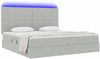 vidaXL LED-Speicherbett mit Matratze Hellgrau 200 x 200 cm Samt 3372627 Bild 3