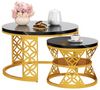 REDOM Couchtisch und 2er Set, Beistelltisch für Schlafzimmer Balkon (Runder Couchtisch, stabil und langlebig für stilvolles Wohnen, 2-St, 70x70x45 cm und 45x45x37 cm) Bild 4