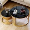 REDOM Couchtisch und 2er Set, Beistelltisch für Schlafzimmer Balkon (Runder Couchtisch, stabil und langlebig für stilvolles Wohnen, 2-St, 70x70x45 cm und 45x45x37 cm) Bild 3