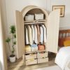 Kleiderschrank 179cm geschwungene Türen Rattan Eiche Stange Schubladen bis 80 kg Bild 5