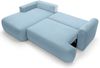 Selsey 'Ovo' Ecksofa mit Schlaffunktion, Stauraum und Samtbezug, hellblau, links, 93 x 260 x 165 cm Bild 3