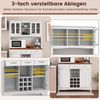 COSTWAY Küchenbuffet Hochschrank mit Arbeitsplatte, Weinregal, verstellbarem Regal Bild 2