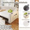 Polsterbett Schlafsofa Einzelbett, breite dicke Armlehnen USB-Ladeanschluss integrierte Ablage Ablagetaschen Aufbewahrungsschublade, Samtstoff, Beige, 90 x 190 cm Bild 5