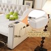 Polsterbett Schlafsofa Einzelbett, breite dicke Armlehnen USB-Ladeanschluss integrierte Ablage Ablagetaschen Aufbewahrungsschublade, Samtstoff, Beige, 90 x 190 cm Bild 4