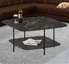 Moderner Design Couchtisch MARMOL 75cm schwarz Marmor-Optik Metallgestell Bild 2
