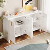 Sideboard, Holzwerkstoff mit verstellbaren Einlegeböden, 140x38x80 cm, Weiß Bild 2