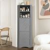 Badschrank Eckschrank 36,5 x 36,5 x 155 cm aus Spanplatte, grau, mit offenen Fächern und Tür Bild 2