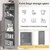 Badschrank Eckschrank 36,5 x 36,5 x 155 cm aus Spanplatte, grau, mit offenen Fächern und Tür Bild 5