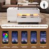 Merax anhebbarer Couchtisch, Wohnzimmertisch, Beistelltisch, kaffeetisch mit 1 Schublade,1 Schrank, Sofatisch mit LED, Hochglanz-teetisch mit verstecktem Stauraum, mit halboffenem Stauraum, Weiß Bild 5