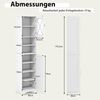 Schmaler Badezimmerschrank mit 5 Verstellbaren Regalen & 2 Türen Freistehender Hochschrank Weiß Bild 2