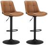 Vasagle Barhocker 2er Set, Barstühle höhenverstellbar, drehbare Küchenhocker, gesteppter PU-Bezug, mit Rückenlehne und Fußstütze, Esszimmer, Theke, Stahl, karamellbraun LJBDE095K01 Bild 5