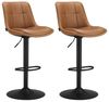 Vasagle Barhocker 2er Set, Barstühle höhenverstellbar, drehbare Küchenhocker, gesteppter PU-Bezug, mit Rückenlehne und Fußstütze, Esszimmer, Theke, Stahl, karamellbraun LJBDE095K01 Bild 4