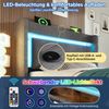 Novelux Polsterbett 90x200 cm mit Stauraum, LED-Beleuchtung & USB-C Anschluss – Leinen Grau, Jugendbett mit Lattenrost, Kopfteil und hydraulischem Bettkasten Bild 3