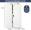 Aktenschrank abschließbar JAN - 5 Ebenen verstellbar, Flügeltüren | Metallschrank Werkstatt Mehrzweckschrank Büroschrank aus Stahl Werkzeugschrank, 185x115x40cm Weiß Bild 2