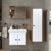 Roomart ADA Badmöbel Set– 4-teiliges Badezimmermöbel Set mit Waschbecken, Unterschrank, Spiegelschrank & Seitenschrank - H 42 x B 35 x T 60 cm • Weiß-Eiche Bild 2
