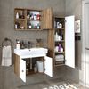 Roomart ADA Badmöbel Set– 4-teiliges Badezimmermöbel Set mit Waschbecken, Unterschrank, Spiegelschrank & Seitenschrank - H 42 x B 35 x T 60 cm • Weiß-Eiche Bild 3
