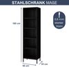 Bücherregal Metall MARIO - 5 Ebenen, Industrie-Design | Standregal Stahl Metallregal Büro Wohnzimmer Arbeitszimmer, 180x50x35cm Schwarz Bild 2