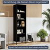 Bücherregal Metall MARIO - 5 Ebenen, Industrie-Design | Standregal Stahl Metallregal Büro Wohnzimmer Arbeitszimmer, 180x50x35cm Schwarz Bild 3