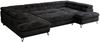 Ecksofa U-Form, mit Bettkasten, Bettfunktion und Einstellbare Kopfstützen, Sofa big XXL - PETER U - Schwarz Plüsch Bild 5
