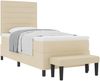 vidaXL Boxspringbett mit Kissen mit Kopfteil Creme 100 x 200 cm Stoff 3343972 Bild 2