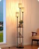 EDISHINE Stehlampe Wohnzimmer, LED wechselbar, warmweiß, 3-flammige Vintage Stehleuchte mit Regal Bild 2