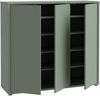 Forte ALICE SPRINGS Schuhschrank 100 110, moderner Flurschrank mit 3 Türen und 8 Einlegeböden, Holzwerkstoff, Salbei, 109,2 cm breit x 99,1 cm hoch x 34,9 cm tief Bild 5