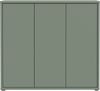 Forte ALICE SPRINGS Schuhschrank 100 110, moderner Flurschrank mit 3 Türen und 8 Einlegeböden, Holzwerkstoff, Salbei, 109,2 cm breit x 99,1 cm hoch x 34,9 cm tief Bild 2