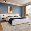 Doppelbett 140x200 cm mit 2 LED-Nachttischen und USB/Typ-C – Holzbett in Sonoma-Eiche/Weiß Bild 5