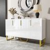 Hochglanz-Sideboard 140x40x80 cm mit geometrischem Design und Metallgriffen Bild 4