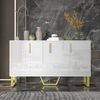 Hochglanz-Sideboard 140x40x80 cm mit geometrischem Design und Metallgriffen Bild 3
