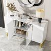 Hochglanz-Sideboard 140x40x80 cm mit geometrischem Design und Metallgriffen Bild 5