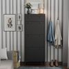Schuhschrank Aron Schwarz 60 x 153 cm ,3 Fächer Vicco Bild 3
