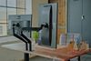 KAWOLA Schreibtisch LORA mit Monitorhalterung elektrisch höhenverstellbarer Schreibtisch 160x85cm mit Baumkante Nussbaumfarben massiv Bild 5