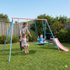 LVHOM 3-in-1 Kinderschaukel-Set in Pastell-Optik, Gartenschaukel mit Nestschaukel und Rutsche, stabiler Metallrahmen, wetterfest, Blau/Rosa Bild 4