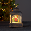 EGLO LED Weihnachtslaterne mit Schneegestöber, beleuchtete Vintage-Schneekugel mit Weihnachtsmann, Fensterdeko für Weihnachten mit Timer, Kunststoff in Bronze Bild 1