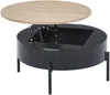 Vente-unique - NIMORA Couchtisch Holz, Platte SchwarzBeige - B 80 cm x H 40 cm x L 80 cm Bild 4