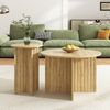 Couchtisch Holz Set 2-teilig 76/40 cm Wohnzimmer Tisch rund, Beistelltisch Set Bild 2