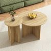 Couchtisch Holz Set 2-teilig 76/40 cm Wohnzimmer Tisch rund, Beistelltisch Set Bild 4