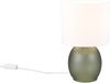 LED Tischleuchte mit Glasfuß Grün und Stoffschirm Weiß, Höhe 29cm Bild 2