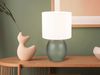 LED Tischleuchte mit Glasfuß Grün und Stoffschirm Weiß, Höhe 29cm Bild 5