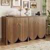 Merax Sideboard in Walnussoptik (Aufbewahrungsschrank Anrichte Buffetschrank, 1 St, Vielseitig & stilvoll für Wohnzimmer, Esszimmer oder Flur), Kommode mit 4 Türen, verstellbaren Einlegeböden & Aluminiumgriffen Bild 4