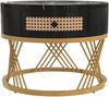 Couchtisch-Set (2-tlg.), MDF mit Marmormuster & Schublade, 70x70x45,5 + 50x50x38,5 cm, Schwarz/Gold Bild 3